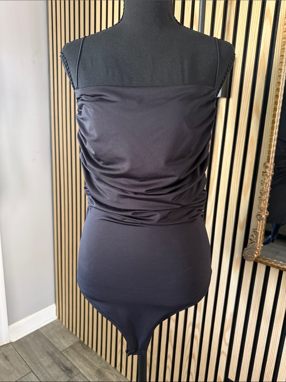 H&M Black Draped Bandeau Bodysuit